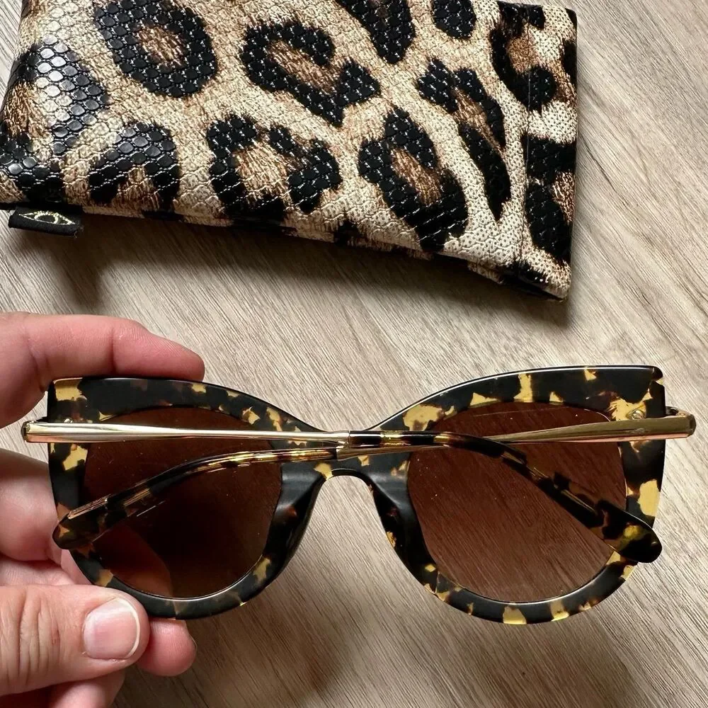 Krewe Laveau Nylon Sunglasses in Zulu 24K with Leopard Sleeve